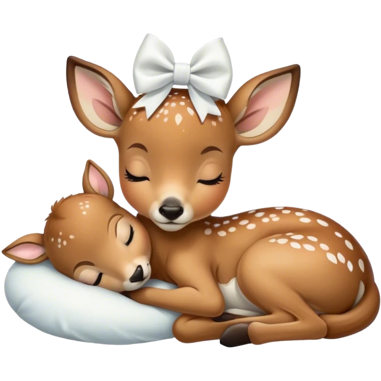 fawn with a white bow sleepy emoji