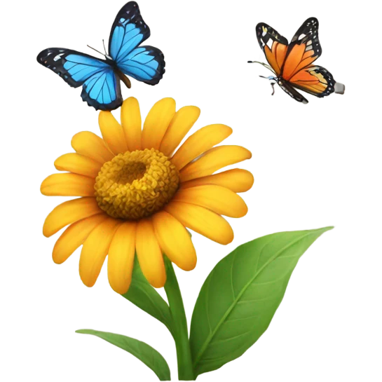 flower with a butterfly on emoji