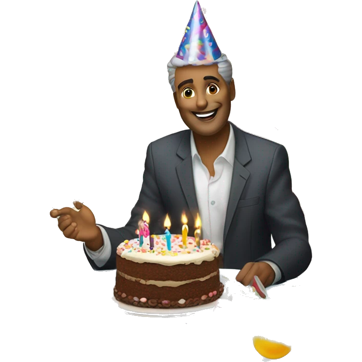 Happy birthday to you from Sundaram with cake, balloons, champagne, and candles emoji