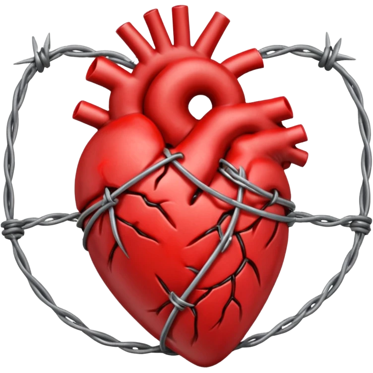 anatomical heart wrapped in barbed wire emoji