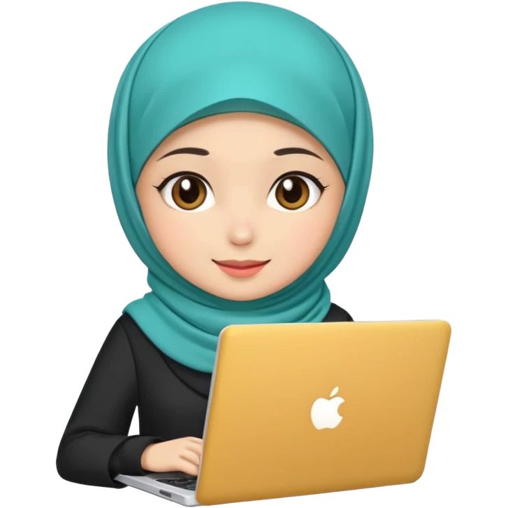 hijab cute girls with labtop emoji