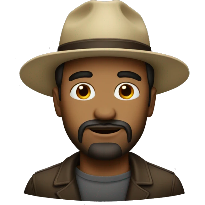American man with a dark goatee and a hat that says “backwoods” emoji