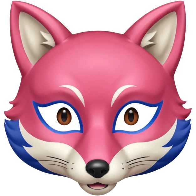 Red, blue and pink fox mask emoji