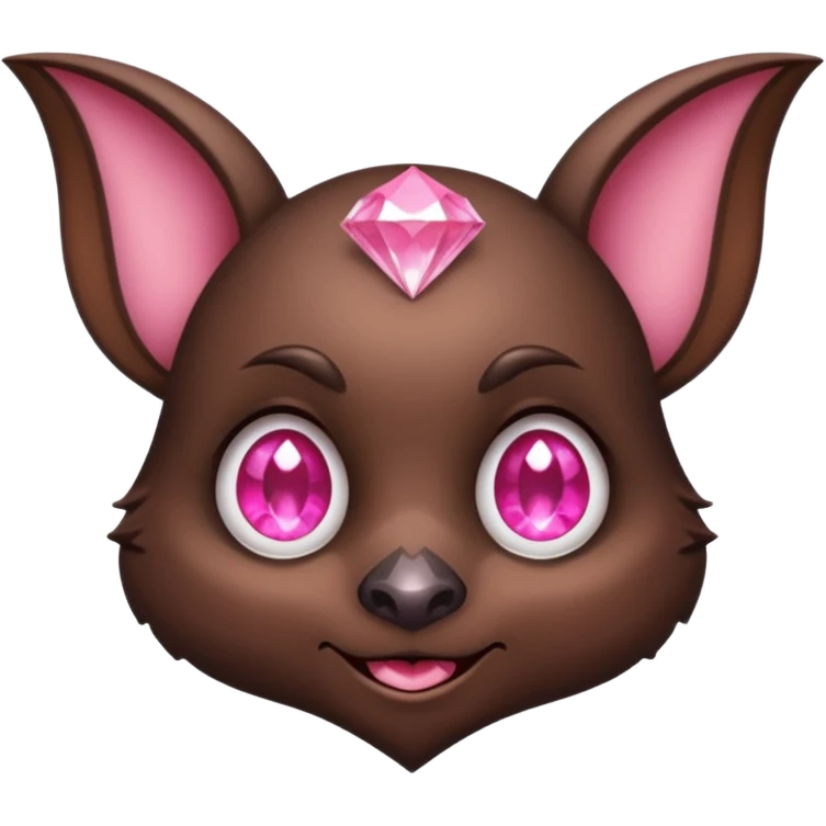 a normal bat witha pink diamond in its forhead, the full bat with his body, the diamond only in the forhead, forhaed not body emoji