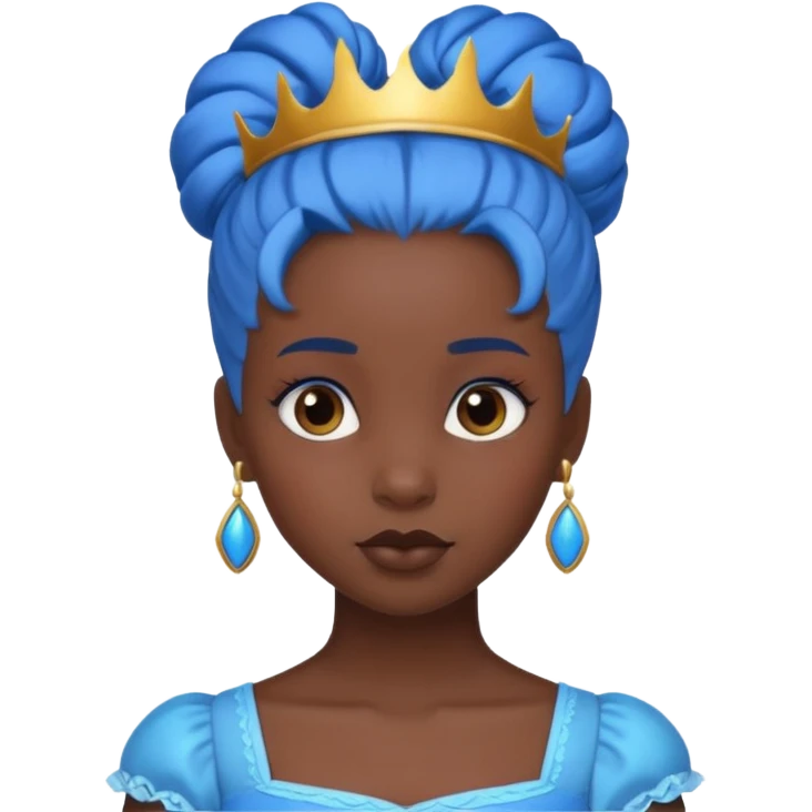 black girl blue bun haired princess  emoji
