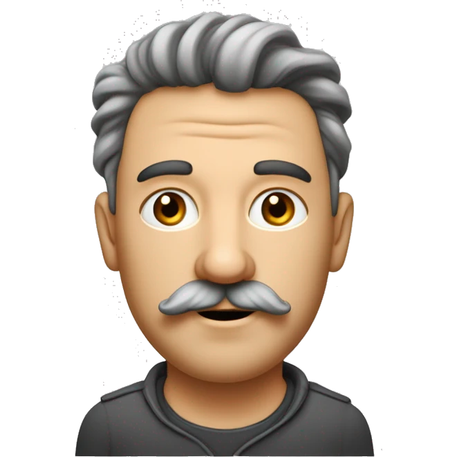 Un homme à la peau métisse, cheveux couleur châtains mis long bouclés, moustache et bouc, qui porte un sweet à capuche blanc..  emoji