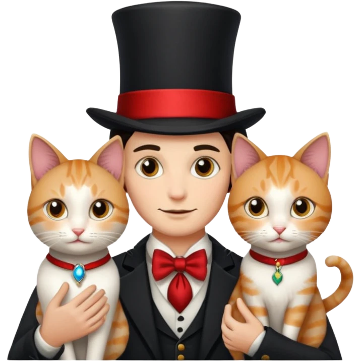 magician couple and their pet cat emoji