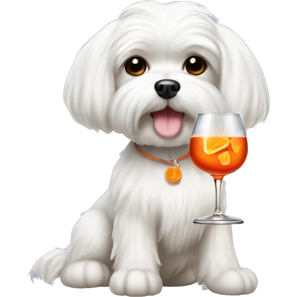 maltese dog with a Aperol spritz  emoji