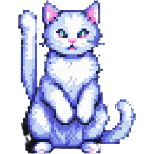 playful pose pixel art cat, classic pixel style emoji