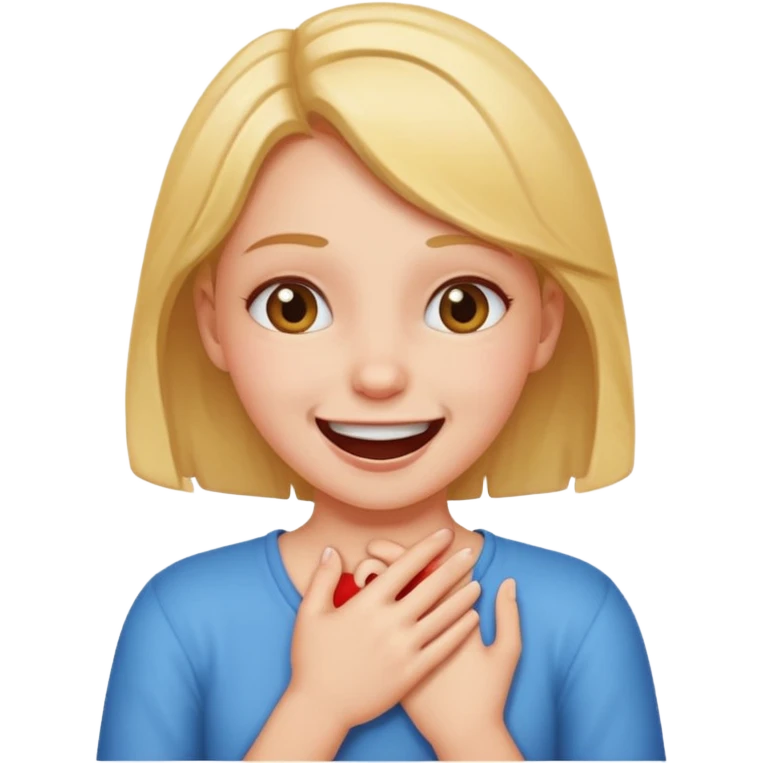 Girl smiling choking herself emoji