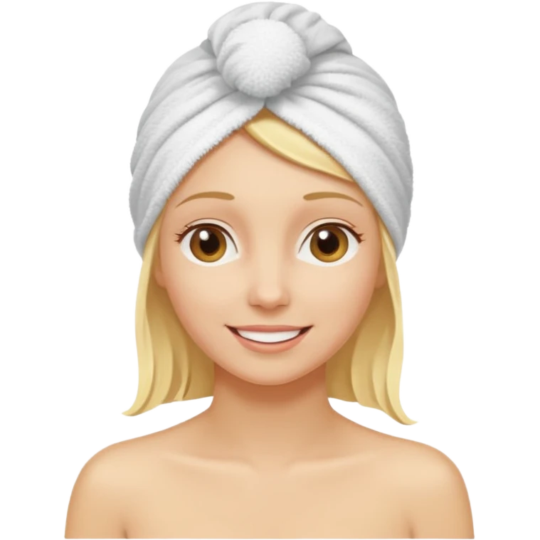 blond happy women with a towel on head after shower emoji