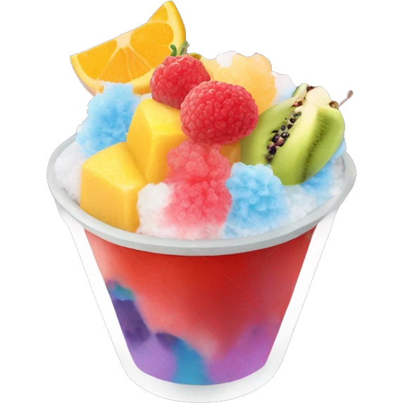 Shaved Ice Fresh Fruit pieces in cup emoji