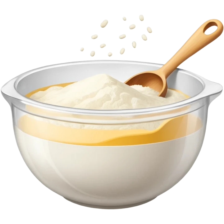 Mixing bowl plastic with flour emoji