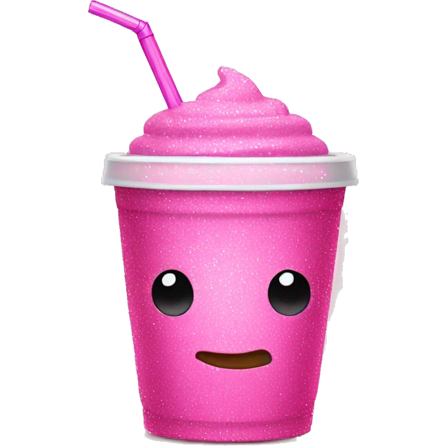 Pink cup with straw sparkly emoji
