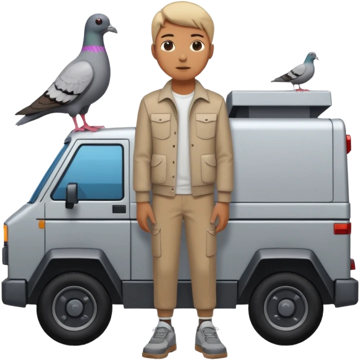 Pigeon + Cybertruck + Shoes = Piccone Macchina emoji