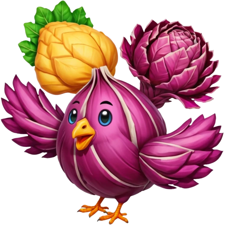 crea emote pack con sfondo trasparente e dimensioni 28x28 56x56 e 112x112 ognuna già con tutte e tre le dimensioni staccate dalle altre con tema radicchi e polli in stile gamer con parole da gaming in font bold colore arcobaleno diverso ad ogni parola emoji