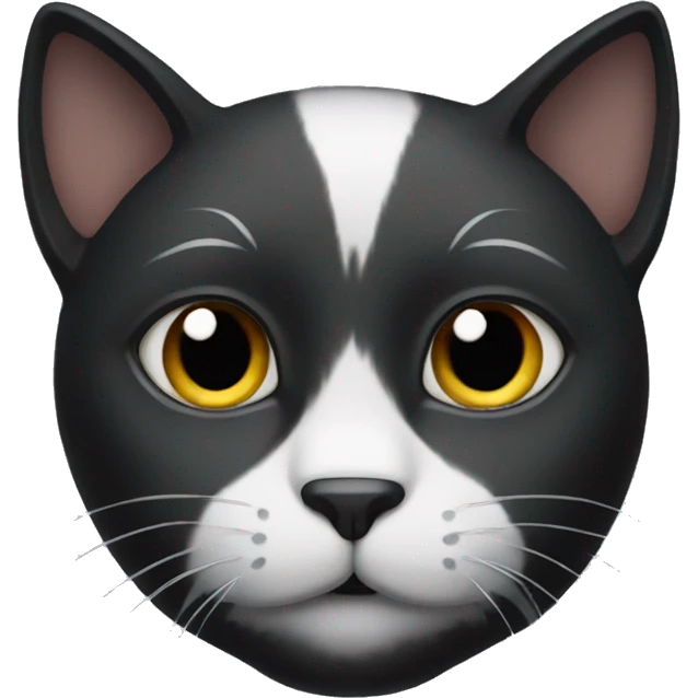 black cat with mostly white face emoji