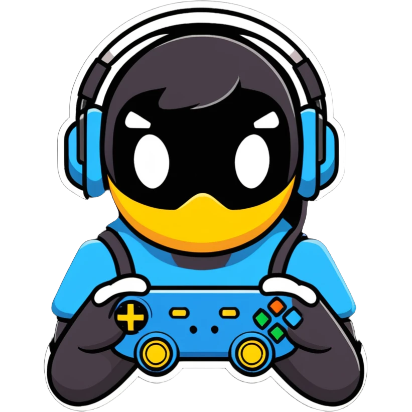 gaming mascot with a game controller and gaming headset emoji