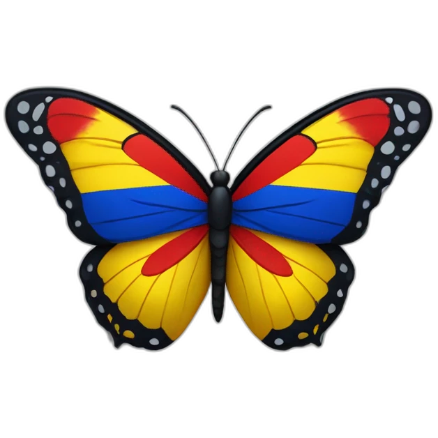 Una mariposa tricolor con los colores de la bandera de Colombia rojo amarillo y azul emoji