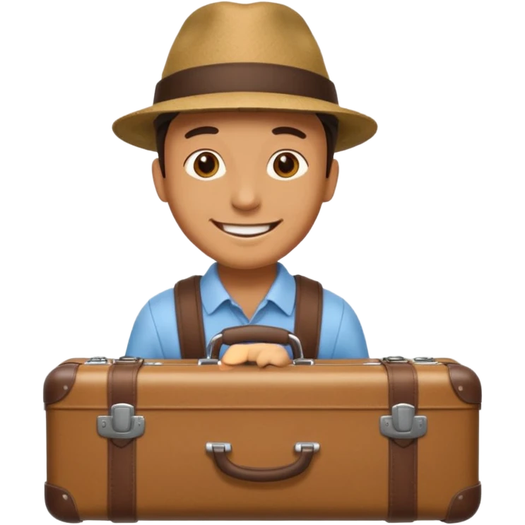 a man leaving bring suitcase emoji