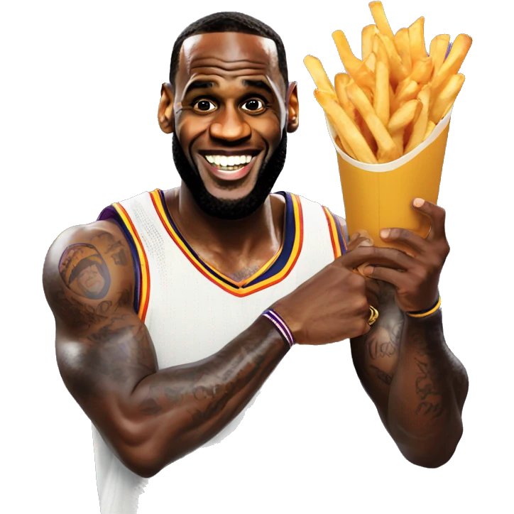 Lebron James holding poutine emoji