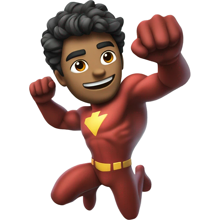 hombre disfrazado de superheroe volando estilo Pixar 3D emoji