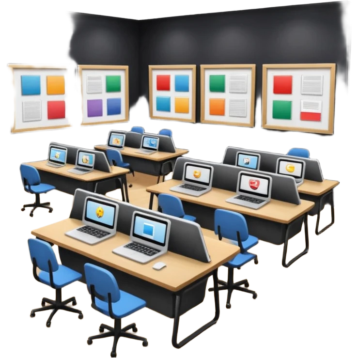 Birdseye view of large study space with students working separately emoji