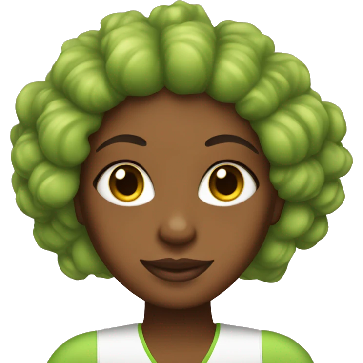 Brown skin girl with rollers in her hair and avocado mask emoji