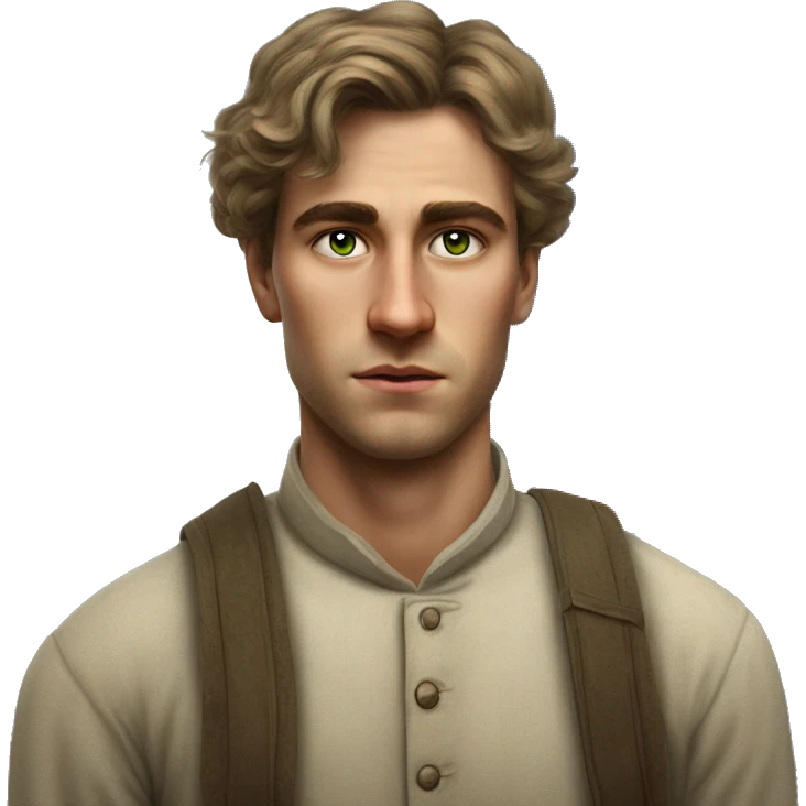 25 year old green eyed peasant during the 1917 revolution in russia photorealistic serious emoji