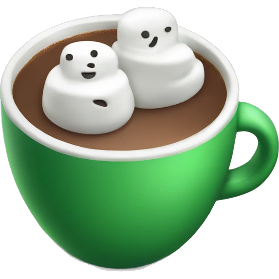 Green cup with hot coco and marshmallow  emoji