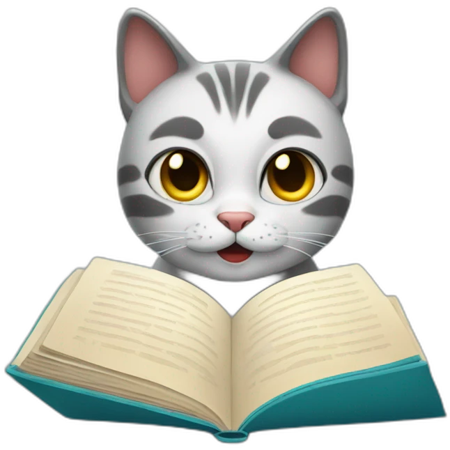 Cat reading book . Book - writing doctor retcept emoji