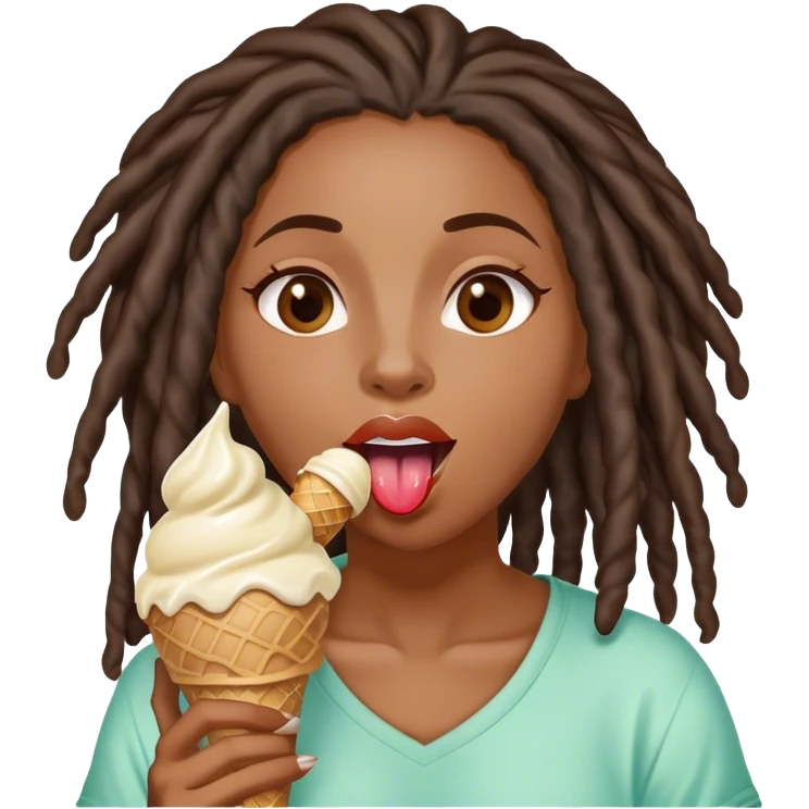 Black woman with locs licking ice cream  emoji