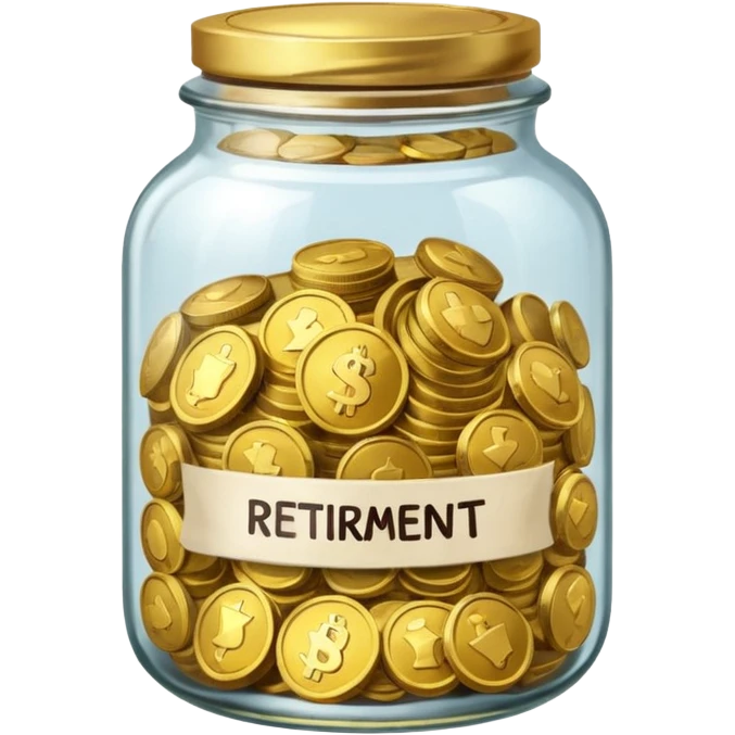 jar with money and label on the jar that says RETIREMENT emoji