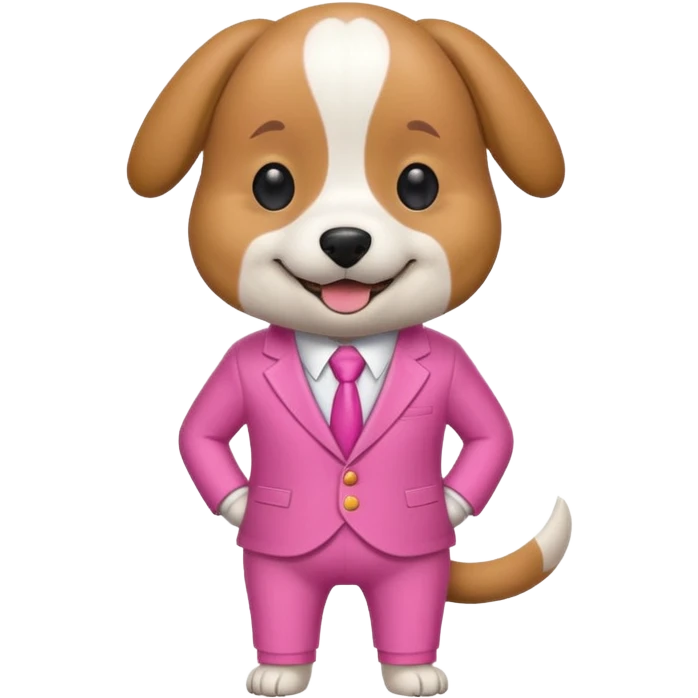 Dog wearing pink suit emoji