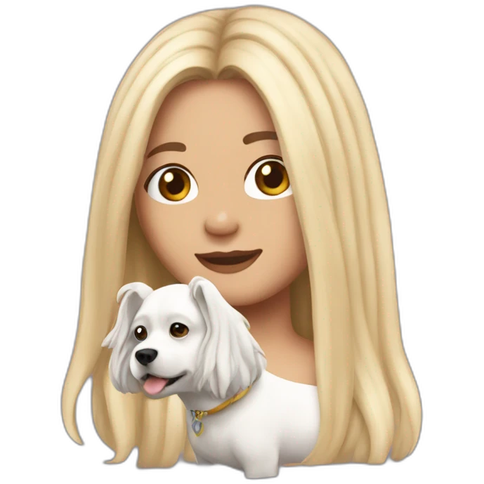 Monica chandler long hair  with whitedog emoji