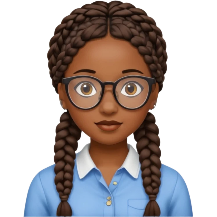 a pretty black girl with pretty braids and glasses  emoji