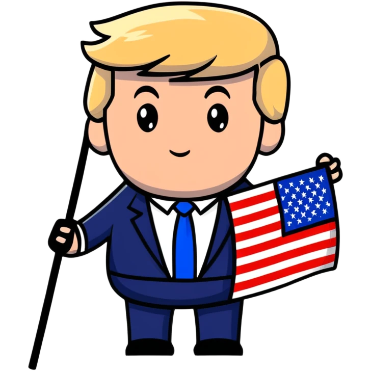 Donald Trump holding USA flag emoji