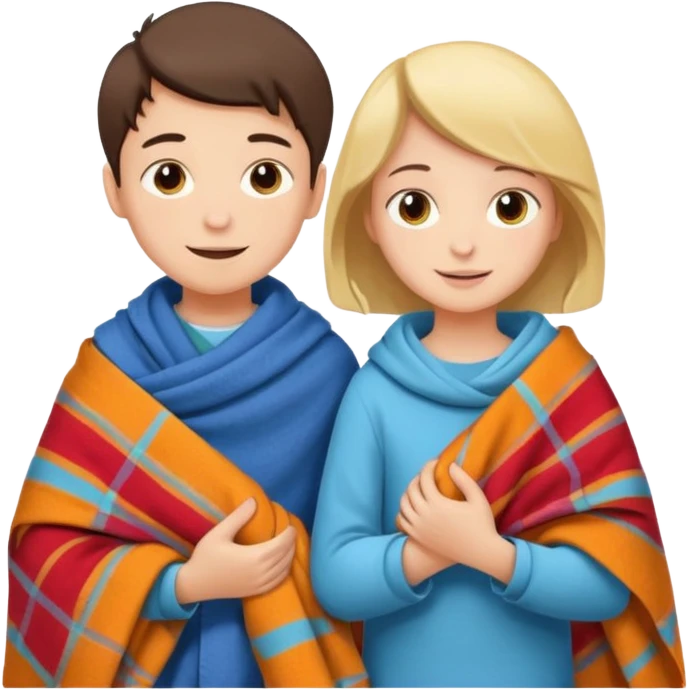 Boy and girl carrying blanket for sell emoji