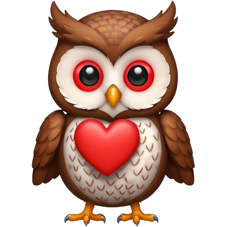 Owl holding red hearts emoji