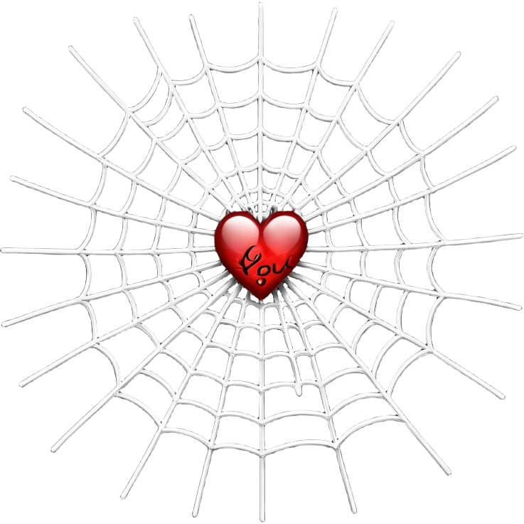 I love you text in spider web emoji