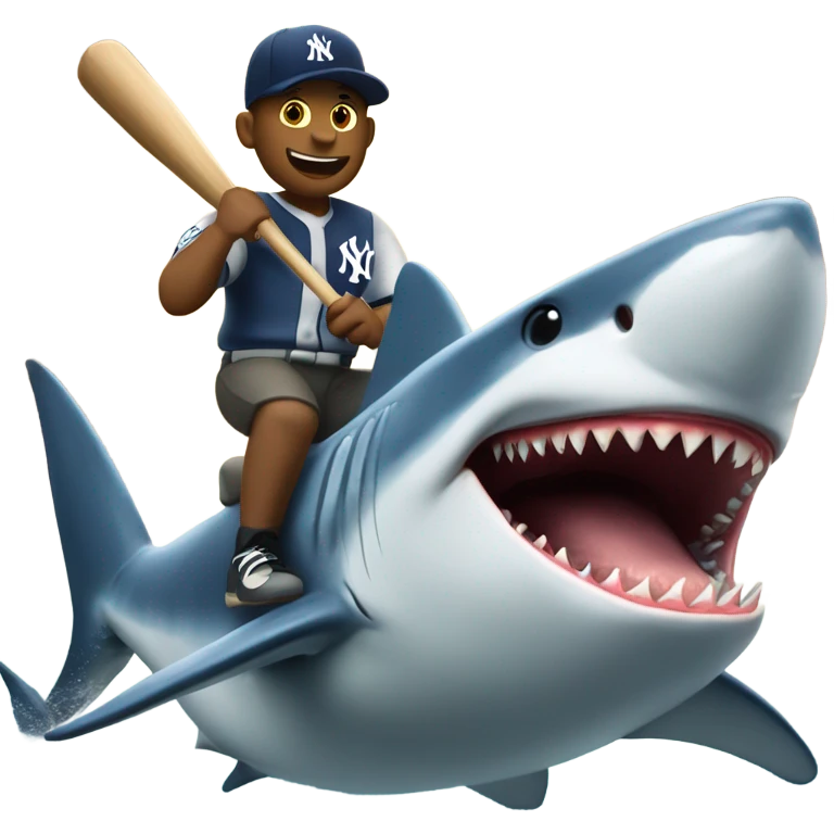 New York Yankee riding a great white shark  emoji
