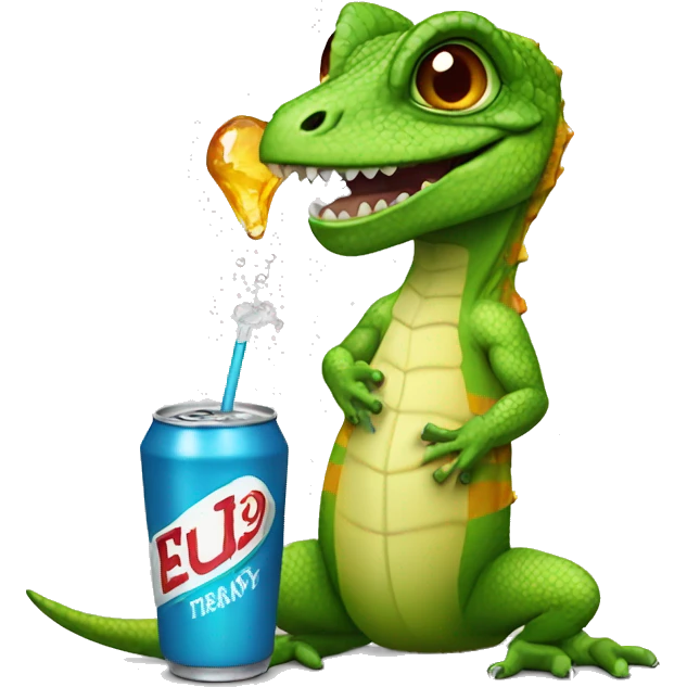 lizard with soda emoji