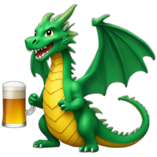 Dragon feu avec une biere emoji