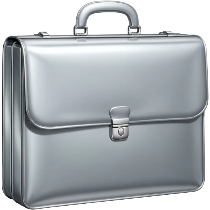 A luxury briefcase emoji made of polished silver chrome, smooth rectangular shape, metallic reflections, minimal high-end design, swag business aesthetic, iOS emoji style, centered, clean white background
 emoji
