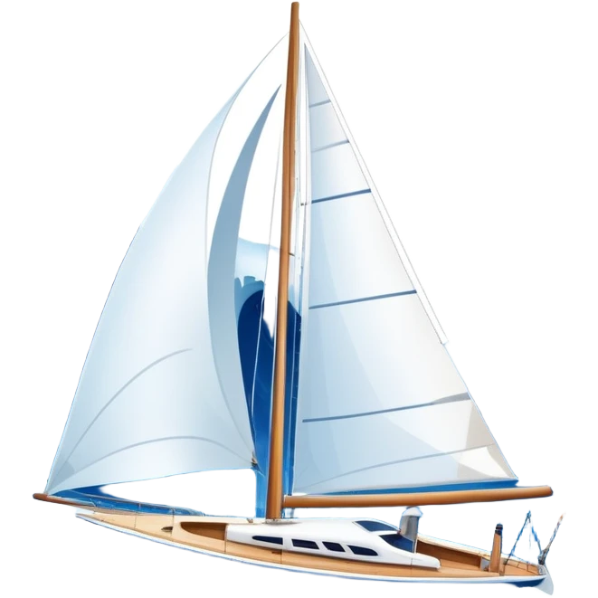 An icon featuring a sleek sailboat with billowing sails cutting through the waves. The design includes the boat's mast, a wind-filled sail, and water splashes, symbolizing the thrill and skill of sailing. Transparent background highlights the elegance and power of wind-driven sports. emoji