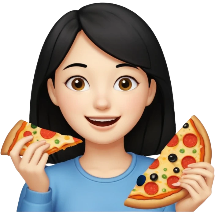 eating food well baby with happy face black hair young girl emoji