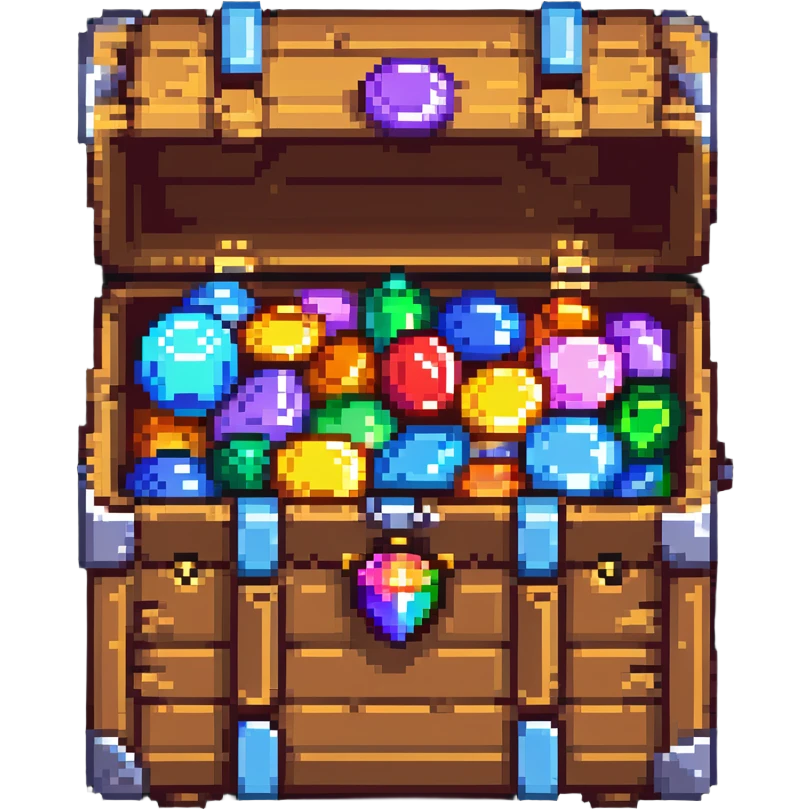 Premium treasure chest overflowing with pixel gems and special member flag emoji