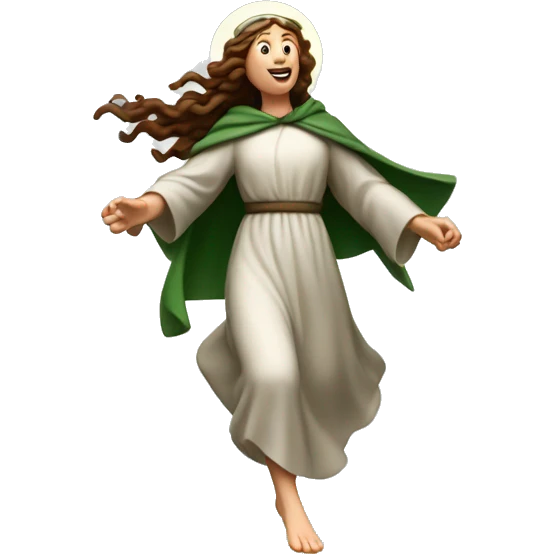 saint brigid running, with a large stride and arms outstretched emoji