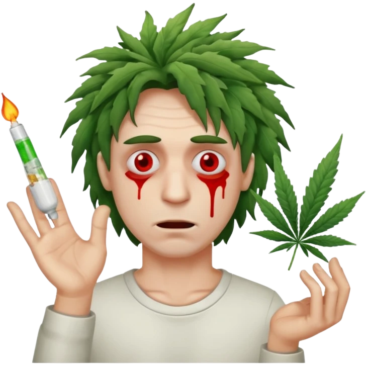 gang dealer man drugged white with cannabis on a hand emoji