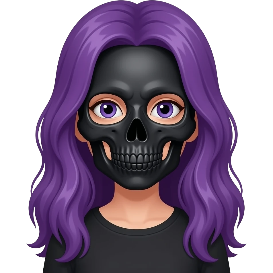 GIRL WITH LONG PURPLE HAIR WEARS A SKULLMASK emoji